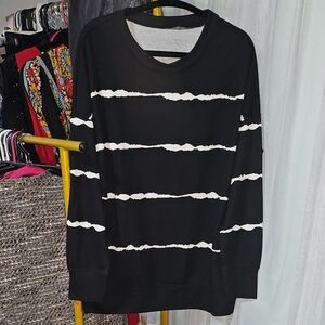 Black and White Striped Women's Sweater